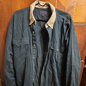 Roper Men's Dark Green Shirt Jacket with Tan Collar